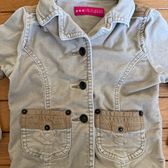 Light Beige Kids Jacket with Tan Pocket Accents - Picture 2 of 7